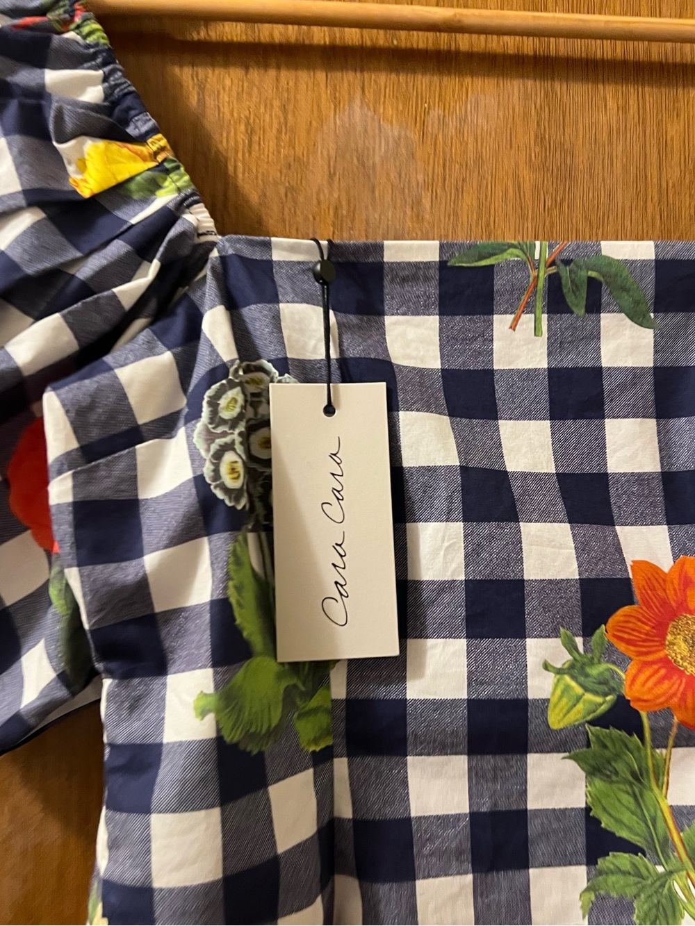 Cara Cara Kelly Gingham Floral Puff-Sleeve Mini Dress Sz S Cottagecore - Picture 9 of 16